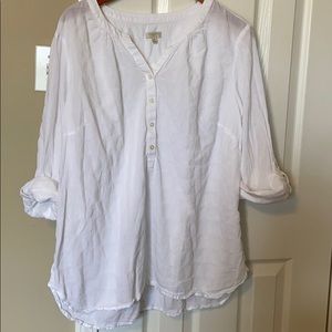 Talbots 2x blouse light fabric white